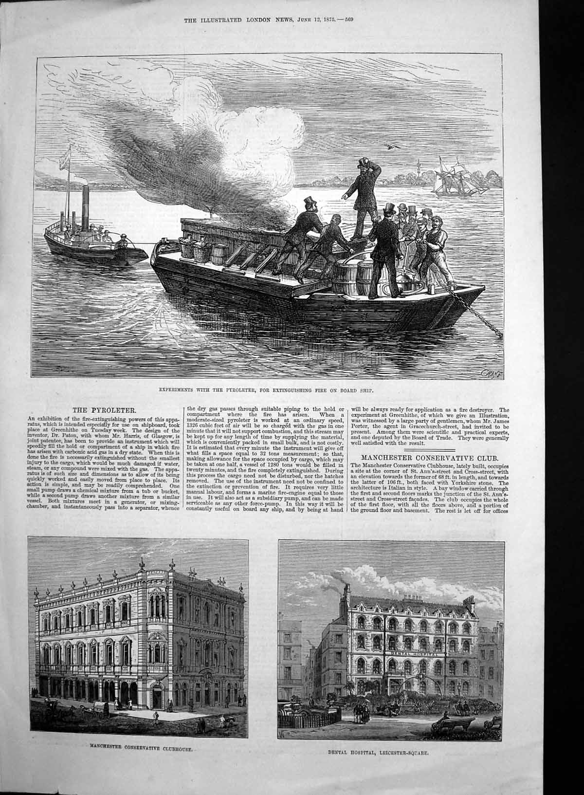 Antique Print Experiments With Pyroleter Dental Hospital Leicester Sq 1875 19th