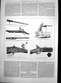 Antique Old Print Semi Portable Cannon Spanish Arquebusier Matchlock Gun1881