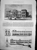 Antique Old Print Colletts System Clonial Railway New Library Newcastle 1880