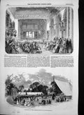 Antique Old Print Musicale Stafford House Floral Exhibition Cheltenham 1851