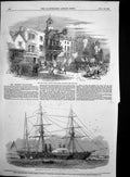 Original Old Antique Print West Surrey Election Hm War Steamer Terrible 1849