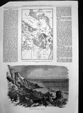 Original Old Antique Print Map Sa Juan Archipelago Boobjerg Coast Jutland 1872