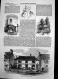 Antique Old Print Rugely Palmers Grave Post Office Residence Wm Palmer 1856