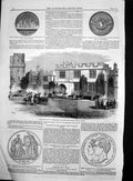 Antique Old Print Queen Warwick Castle Medals Opening Aston Park Hall 1858 19th