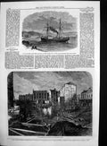 Antique Old Print Metropolitan Railway Fleet Ditch Volunteer Port Alfred 1862