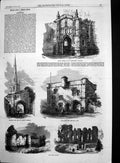 Original Old Antique Print Leicester Abbey St Margarets Church Newark Gate 1868