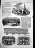 Original Old Antique Print New Railway Carriage Danish Encampment Swinhead 1847