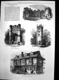 Original Old Antique Print Ipswich Christchurch Park Cardinal Wolseys Gate 1881