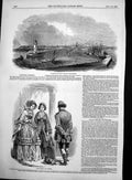 Antique Old Print Lowestoff Harbour Improvements Paris Fashions October1848