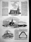 Old Antique Print New National Schools Weymouth New Church Lowestoft 1854 19th