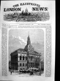 Original Old Antique Print New Town Hall Ipswich Cornhill King Street 1868 19th
