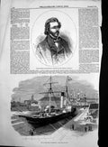Old Antique Print New Graving Dock Lowestoft Col Fremont Republican 1856 19th
