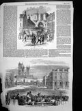 Antique Old Print Castle Gate Lincoln Great Protectionist Meeting Castle 1850