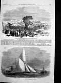 Antique Old Print Truro Agricultural Show Yacht Thought Winning Match 1861 19th