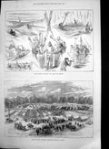 Old Antique Print Capt Boytons Trip Channel Bath Agricultural Show 1875 19th