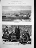 Original Old Antique Print Cyfarthfa Ironworks Wales Group Tip Girls 1875 19th