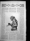 Old Vintage Print Sculpture Sussex Man Shaping Weapon Missing Link 1921 20th