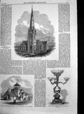 Old Antique Print Unitarian Chapel Todmorden Silver Cradle Pavilion 1869 19th