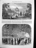 Antique Old Print Palace Laeken Brussels 1St Middlesex Engineers Quarter1865