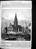 Original Old Antique Print Townhall Butter Market Alkmaar North Holland 1870