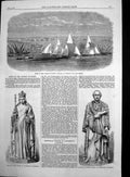 Antique Old Print Regatta Ismailia Statue Queen Prince Albert Canterbury 1869