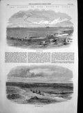 Original Old Antique Print Isthmus Suez Canal Lake Menzaleh Pelusian Plain 1869