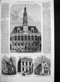 Antique Old Print New Townhall Romsey St Andrews Church Haverstockhill 1867