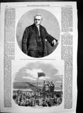 Original Old Antique Print Opening Southport Pier Rev William Wood Stamp 1860