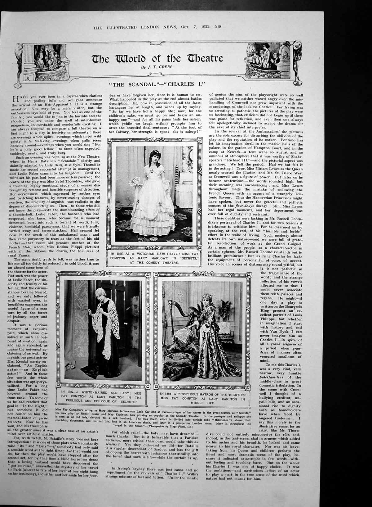 Old Vintage Print Scandal CharlesFay Compton Secrets Lady Compton 1922