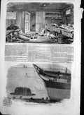 Old Antique Print Hms Merlin Mess Room Explosion Submarine Apparutus 1855 19th