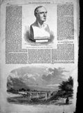 Old Antique Print New Bridge Severn Upton Bust Late Charles Kemble 1854 19th
