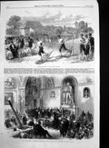 Antique Old Print Lord Mayor Guidhall Presents Life Saving Awards Fire 1867