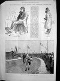 Antique Old Print Skating Meeting Groningen Netherlands Eden Ericsson 1893 19th