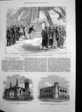Original Old Antique Print Portland Breakwater Wesleyan Church Toronto 1872