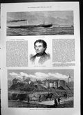 Antique Print Torpedo Launch Lord St Leonards Fortification Portsmouth 1875