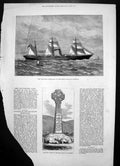 Antique Old Print Memorial Princess Alice Balmoral Steamship Chimborazo 1880