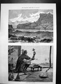 Antique Old Print Bidree Worker Lucknow Rock Fortress Matanavatu Fiji 1876 19th