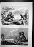 Old Antique Print Burmah Feeding Fish River Mandalay Idols Irrawaddy 1876 19th