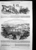 Antique Old Print Plan Chepstow Tubular Suspension Bridge Poultry Show 1852