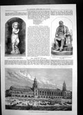 Antique Old Print Yarmouth Aquarium Winter Garden Statue James Carmichael1876