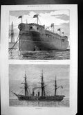 Old Antique Print Launch Hms Bacchante Portsmouth Hms Boadicea Sea 1876 19th
