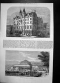 Antique Old Print New Sailors Home Liverpool Winter Garden Bournemouth 1876