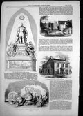 Antique Old Print Wellington Monument Guildhall Riddell Memorial Masham 1856