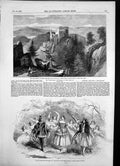 Antique Print Alte Schloss Baden Tableau Elves Or Statue Bride Adelphi 1856