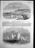 Antique Print Bristol Channel Regatta 50 Guinea Cup Weston Super Mare 1856