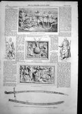 Antique Old Print Sculptures Balmoral Palace Saint Andrew Braemar Games 1856
