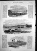 Old Print Isthmus Suez Canal Lake Timshah Oasis Pelusium Coast Asia 1856 19th