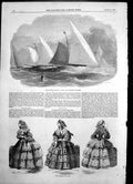 Antique Print Lowestoft Regatta Match Lateeners Paris Fashions August 1856 19th