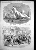 Antique Old Print Meyerbeers L'Etoile Du Nord Opera Lowestoft Regatta 1855 19th