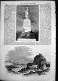 Original Old Antique Print Ambleteuse Boulogne Statue Napoleon Boulogne 1856